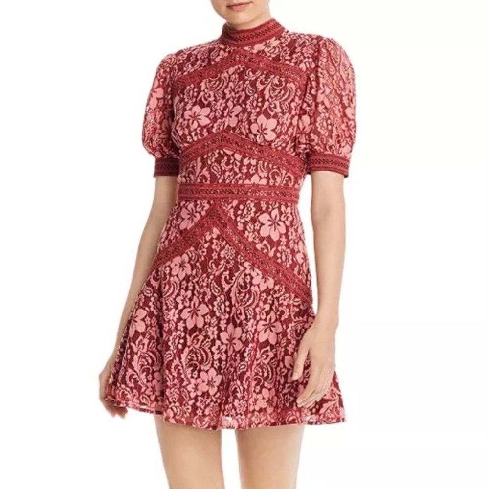Keepsake Elegant Red Laceâmini Dress, US 0-2